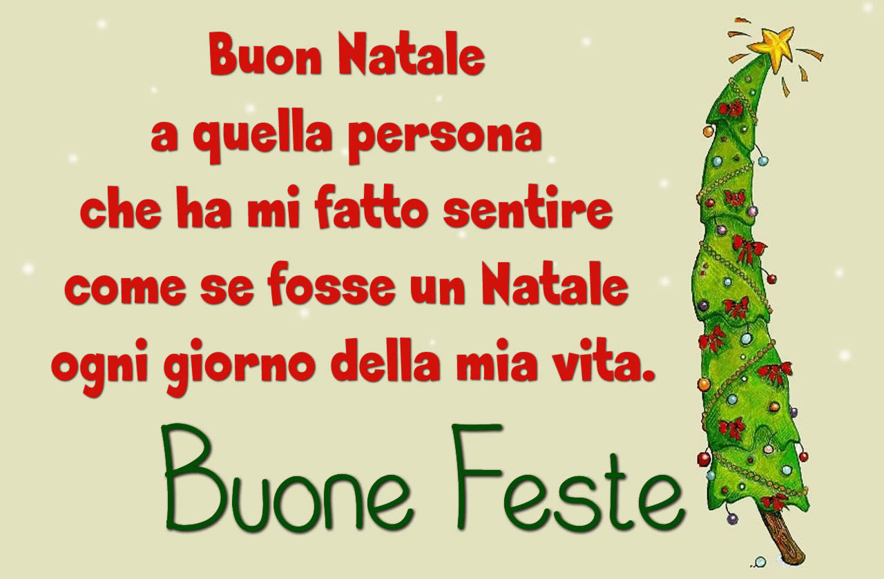 Immagine con un disegno di albero di natale con una frase natalizia