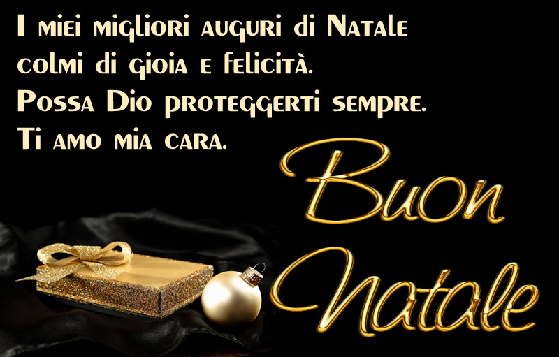 Immagine con sfondo nero con regalo di natale e palline decorative di natale