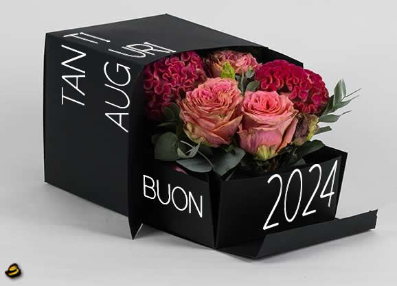 Immagine con rose rosse per romantici auguri di Buon anno nuovo