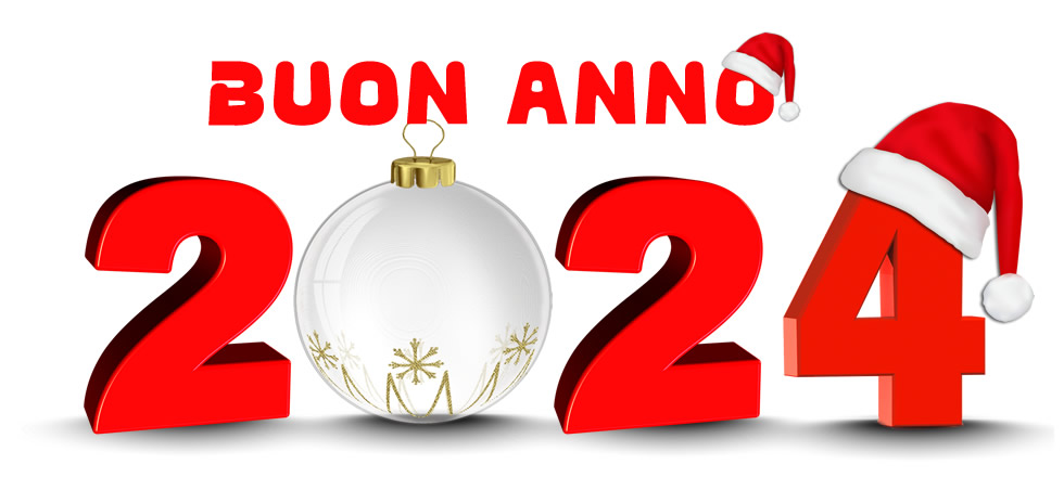 Immagine con testo 3D, formata con una palla di Natale e il numero uno con cappello di Babbo Natale.