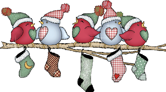 Dolce Gif animata con uccellini natalizi che cinguettano