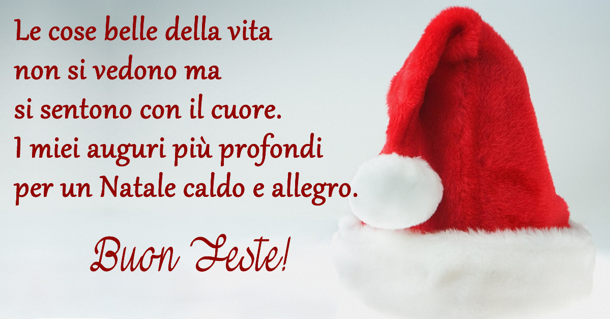 immagine con cappello di Babbo Natale e testo per buone feste