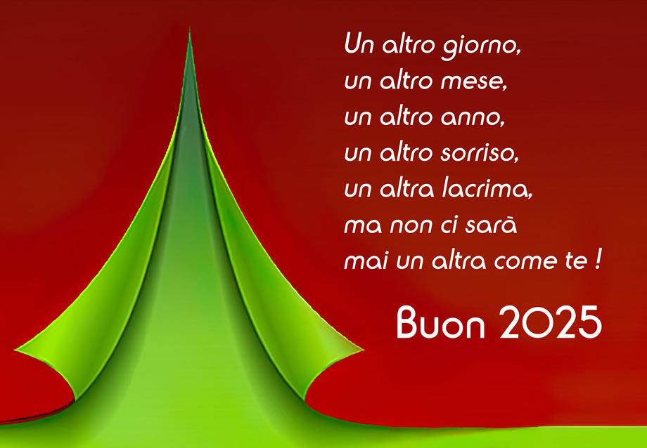 immagine con albero di natale stilizzato con un bel messaggio di auguri di buon anno da inviare alla tua compagna