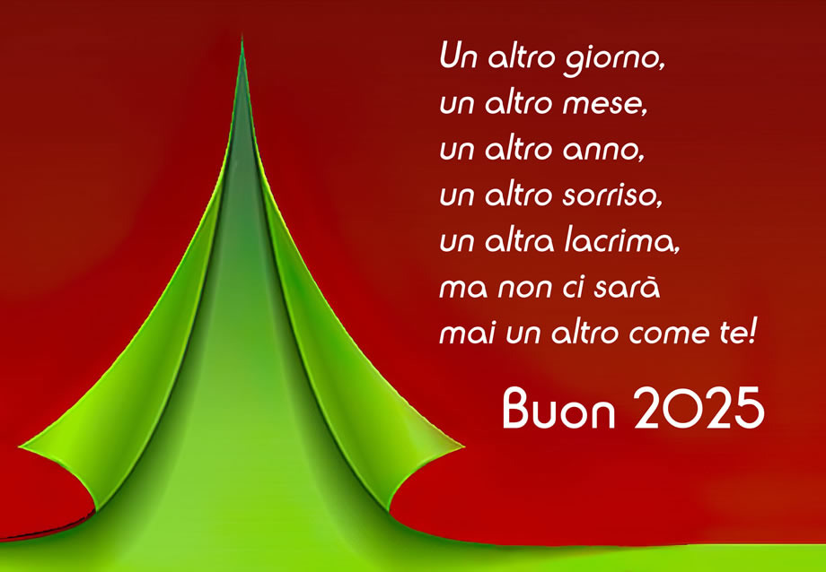 immagine con albero di natale stilizzato con un bel messaggio di auguri di buon anno da inviare al tuo innamorato