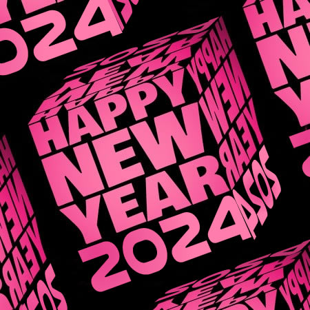 Immagine di un cubo composto da parole Happy New year 2025