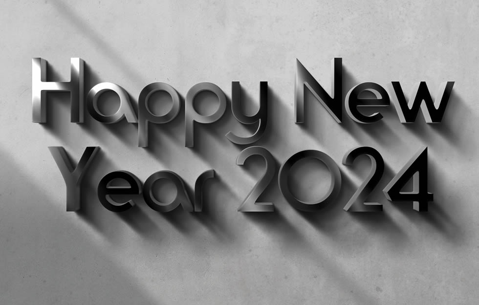 immagine con testo 3D Happy New Year