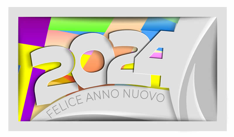 Immagine con grande 2025 in grigio con riquadri colorati