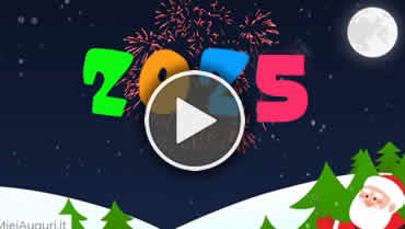 Video auguri 2025 con babbo natale che spara fuochi di artificio